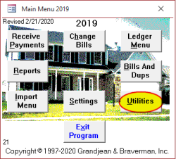 Utilities button on Main Menu